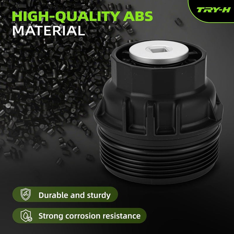 Try-H 15620-36010 Oil Filter Housing Cap Compatible with Toyota Avalon Camry Highlander RAV4 Sienna Tacoma Venza Lexus ES300h ES350 GS Turbo Scion tC Replace# 15620-36010 15620-36020 15643-31050 - Image 5